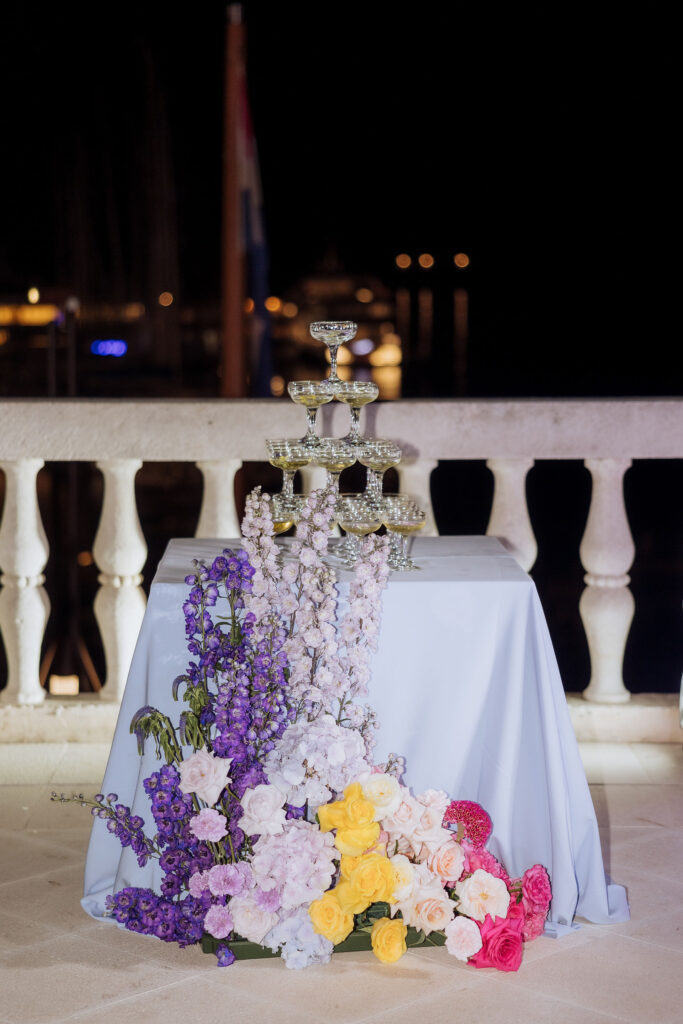 Champagne Tower wedding Palace Wedding Croatia