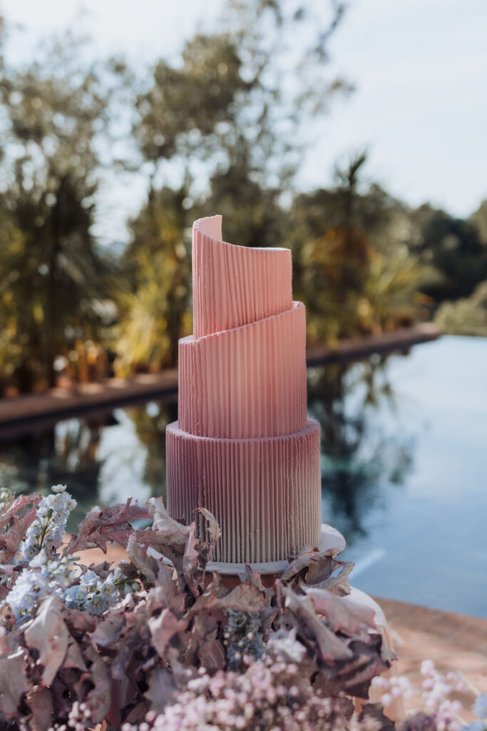 Gorgeous wedding cake at Maslina Resort, made with Hvar lemons, olive oil, and figs, representing the local flavors of the island.