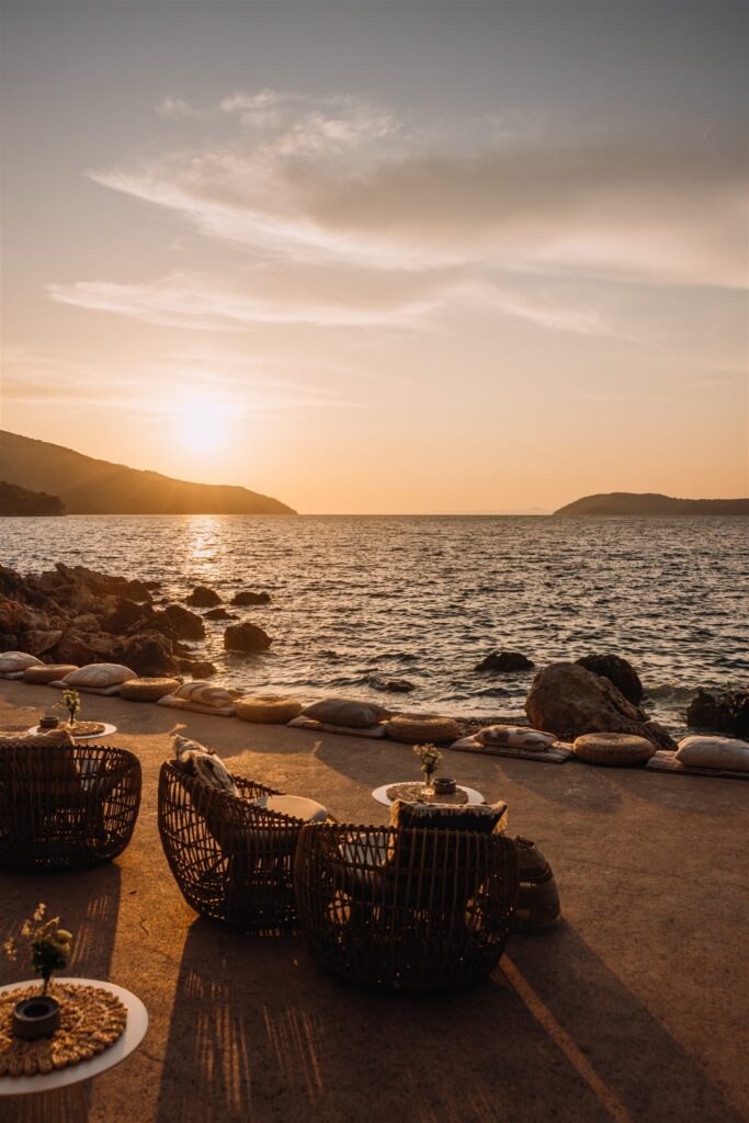 Sunset welcome party at Maslina Resort with cocktails and sea views