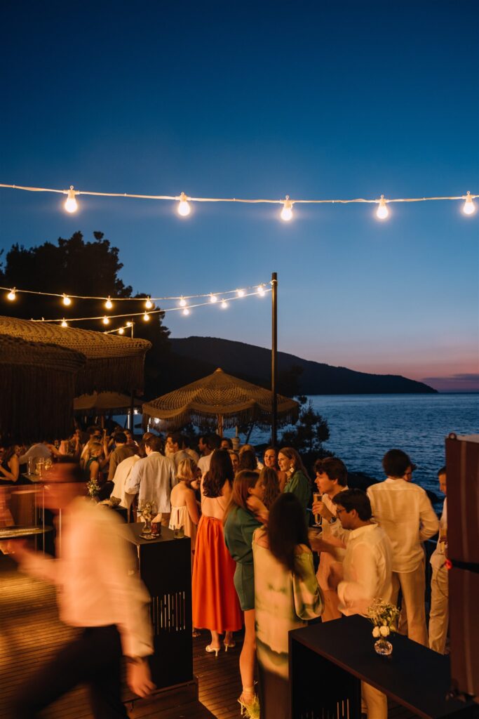 Sunset welcome party at Maslina Resort with cocktails and sea views