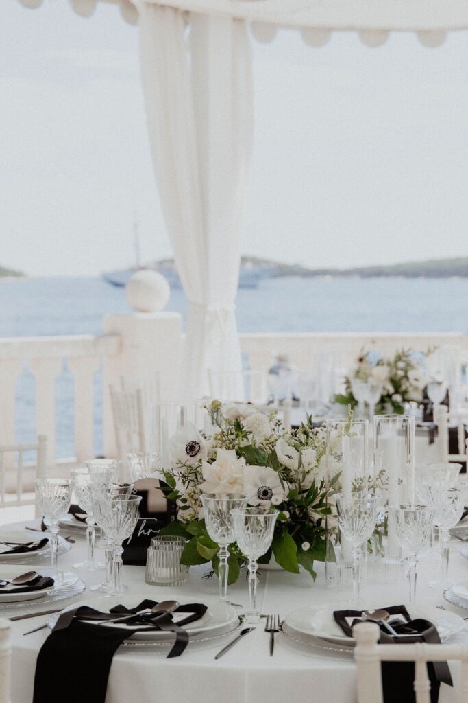 Beach Club Hvar wedding venue set up round table