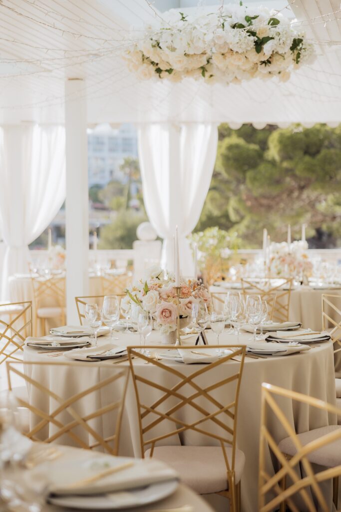 Beach Club Hvar wedding venue set up round table