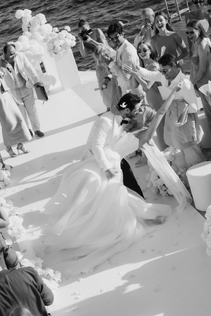 Danielle & Jonah beautiful Beach Cluh Hvar wedding ceremony on the pier