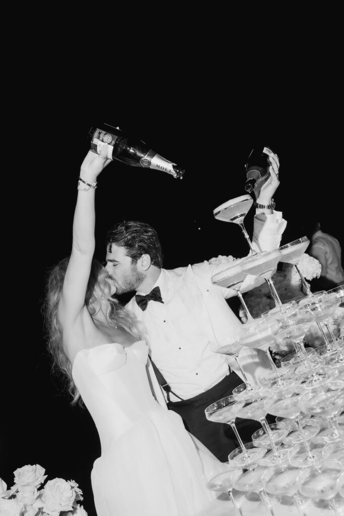 Danielle & Jonah Beach Club Hvar wedding celebration with fireworks