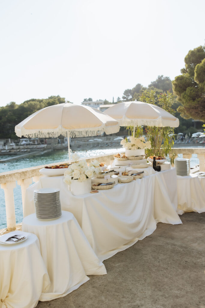 Danielle & Jonah Beach Club Hvar wedding beautiful food display