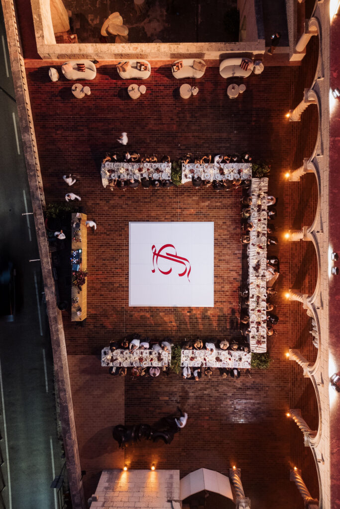 Wedding reception set up at MOMA venue in Dubrovnik
