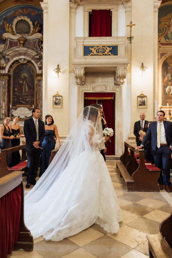 Ceremony at St. Ignatius church at Dubrovnik Julia & Jacob MOMA wedding