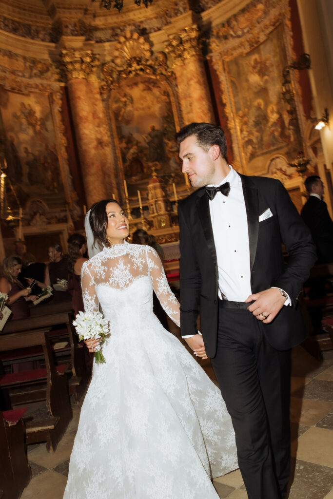 Ceremony at St. Ignatius church at Dubrovnik Julia & Jacob MOMA wedding