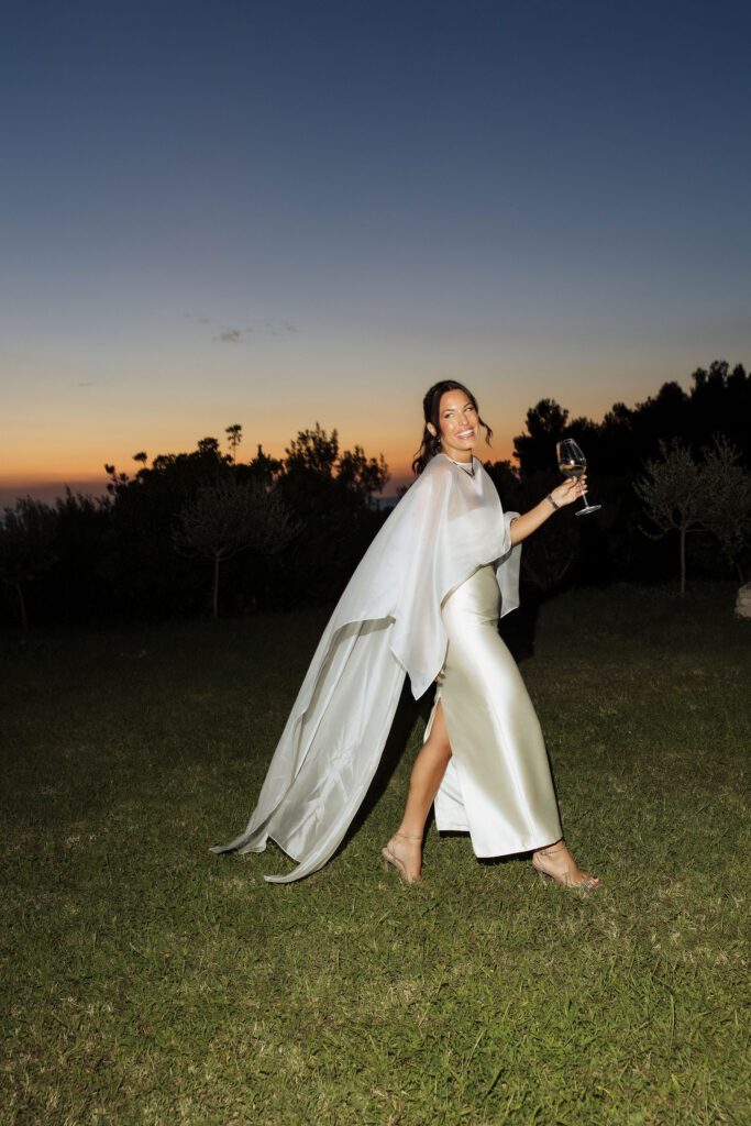 Beautiful bride Julia on welcome event at St Pietro Island