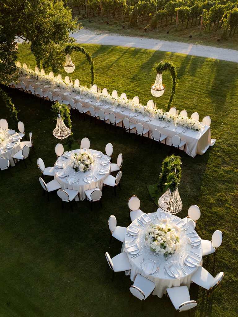 Luxury wedding table design at Meneghetti Wine Hotel