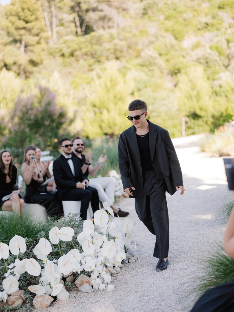 Groom walking down the aisle at Maslina Resort Hvar Wedding