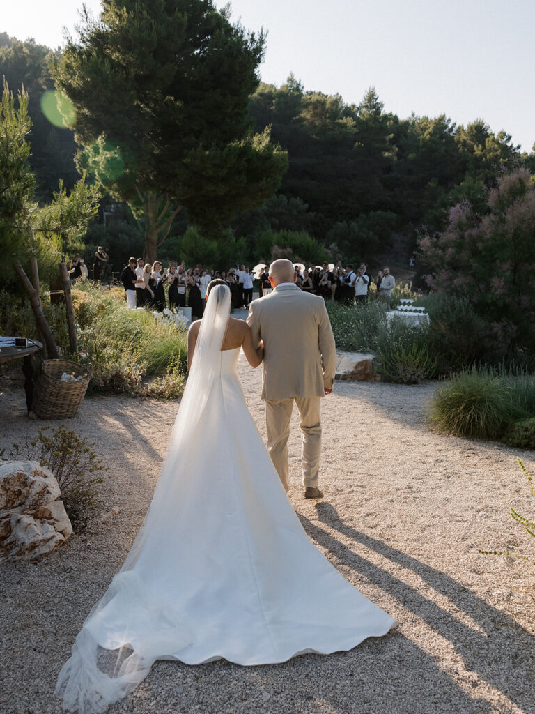Bride walking down the aisle at Maslina Resort Hvar Wedding