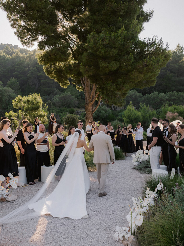 Bride walking down the aisle at Maslina Resort Hvar Wedding