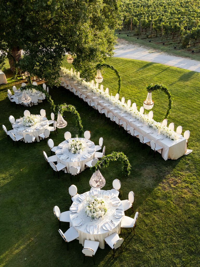 Luxury wedding table design at Meneghetti Wine Hotel
