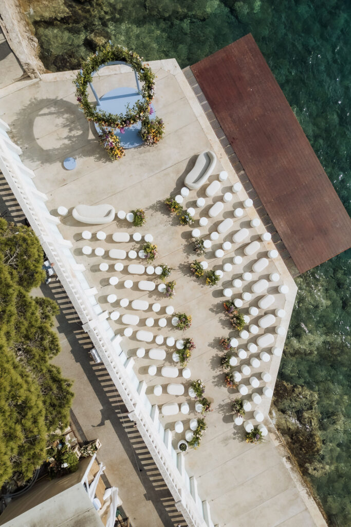 Kent&Kyle Hvar wedding at Palace Elisabeth ceremony at the Beach Club Hvar